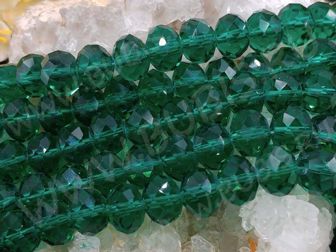 (СКИДКИ!!!) Бусина кристалл Абакус гранёный 10*10*7,5мм изумрудный прозрачный (имитация Сваровски) (10шт.)