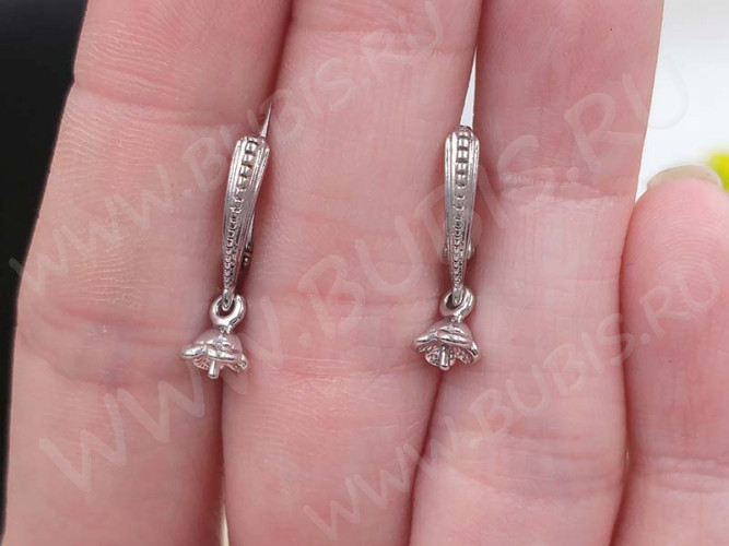 Швензы с английским замком №104 Ёршики с пустышкой 24*11,5*3мм цвет платины (Brass с родированием) (1 пара)