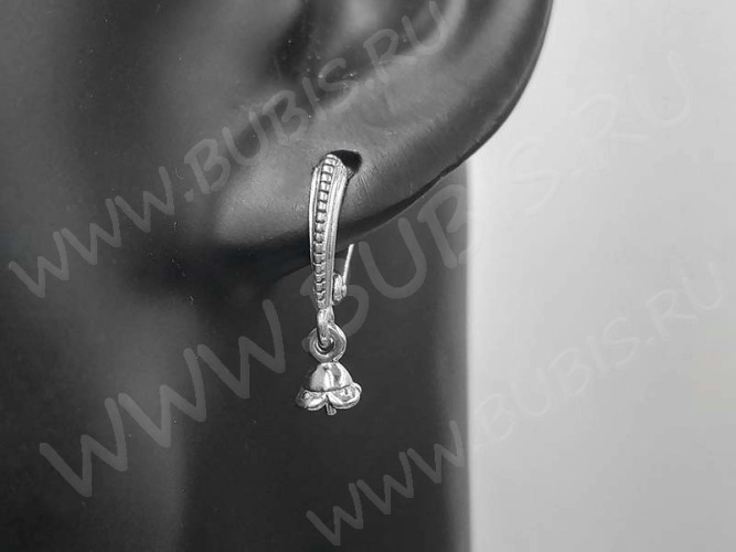 Швензы с английским замком №104 Ёршики с пустышкой 24*11,5*3мм цвет платины (Brass с родированием) (1 пара)