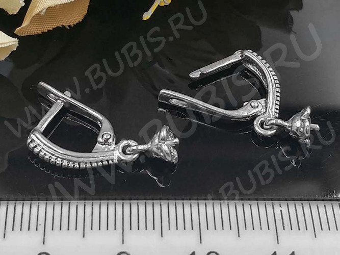 Швензы с английским замком №104 Ёршики с пустышкой 24*11,5*3мм цвет платины (Brass с родированием) (1 пара)