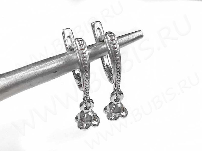 Швензы с английским замком №104 Ёршики с пустышкой 24*11,5*3мм цвет платины (Brass с родированием) (1 пара)