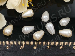 (СКИДКИ!!!) Бусина акриловая Капелька 06 10*6,5*6,5мм МИКС белых и айвори жемчужных (акрил) (50шт.)