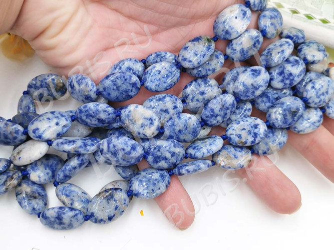 (СКИДКИ!!!) Бусина каменная Овал 71 18*13*5,5мм Содалит китайский (камни)(10шт)