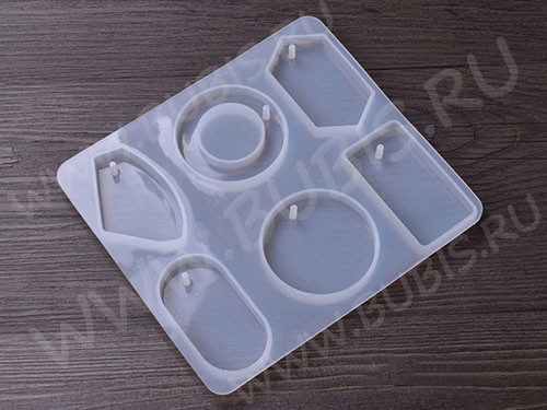 Молд 060 для эпоксидной смолы 17,5*15,5см 6 Больших Подвесок Кулонов (силикон)