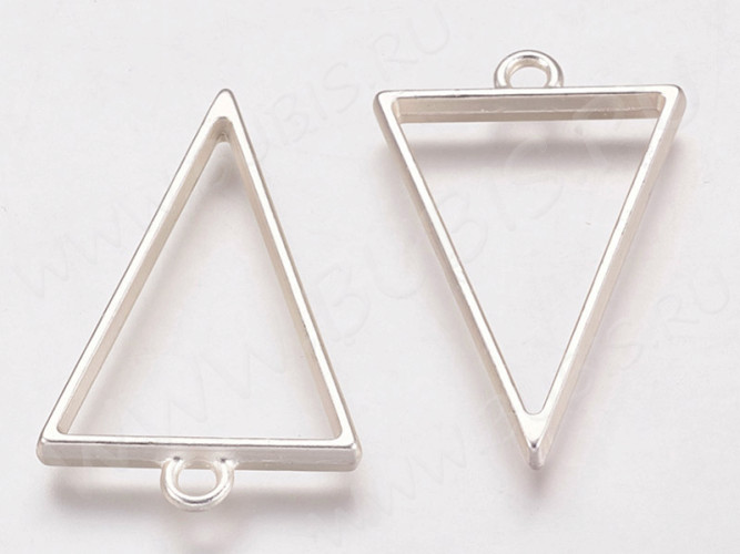 Подвеска Рамка 10 Треугольник 39*25*3,5мм матовая серебристая (литьё)
