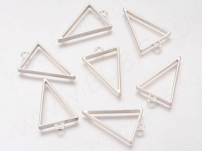 Подвеска Рамка 10 Треугольник 39*25*3,5мм матовая серебристая (литьё)