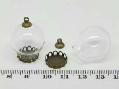 Пузырь стеклянный 16 Пузырь+сеттинг+шапочка с петлёй 22*20мм прозрачный и античная бронза (стекло и  Brass)