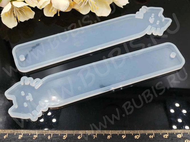 Молд 090 для эпоксидной смолы Закладка Кот 142*35*4,6мм (силикон)