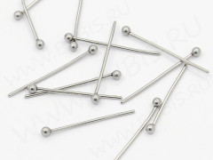 (СКИДКИ!!!) Штифт с шариком 20*0,7мм стальной цвет платины (Хирургическая сталь) (20шт)