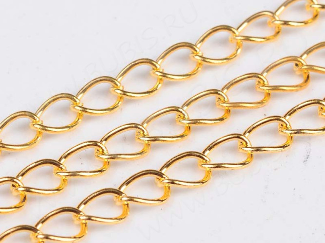Цепочка C28 простая кручёная паяная неразъёмная 5*3,3*0,4мм золотистая (Brass) (50см)