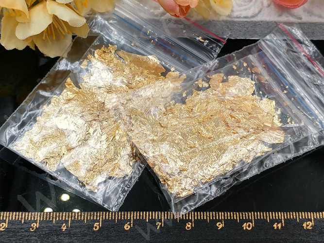 Наполнение для смолы и бутылочек 075 Поталь фольга золотистая в пакетике (декор)