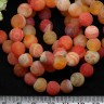 Купить (ОПТ) Бусина округлая 10мм матовый Агат кракле оранжевый полупрозрачный качество AB (камни) (НИТЬ) с доставкой по России