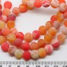 Купить (ОПТ) Бусина округлая 10мм матовый Агат кракле оранжевый полупрозрачный качество AB (камни) (НИТЬ) с доставкой по России