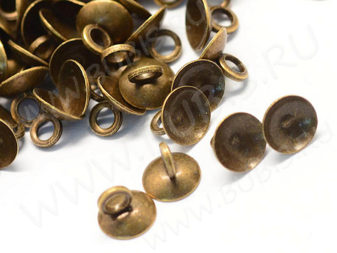 Держатель кулона 103 шапочка с петлей подвеска 6*6*5мм античная бронза (Iron)