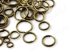 (ОПТ) МИКС колечек 22 ТОЛЬКО двойные микс 4-10мм античная бронза (Iron) (100гр)
