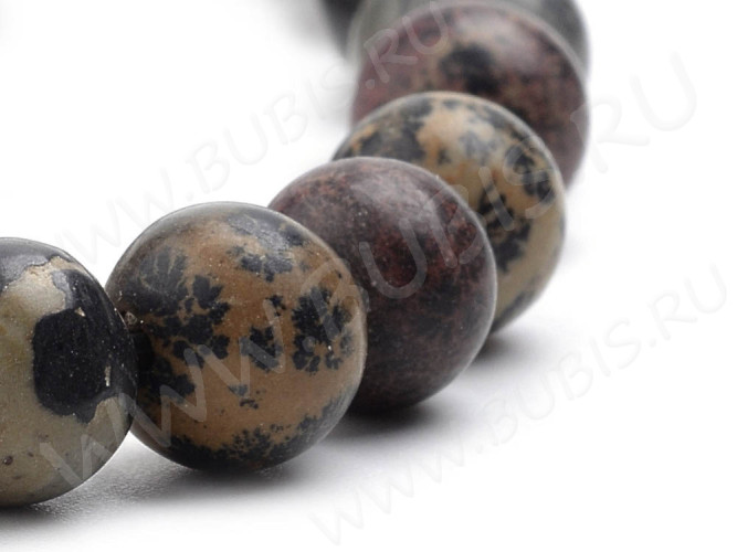 (ОПТ) Бусина округлая 8мм Яшма Дендритовая пейзажная (камни) (НИТЬ)