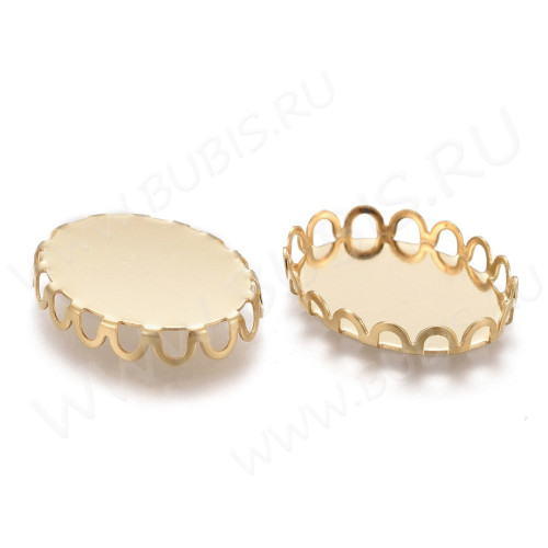 Подвеска-сеттинг Овал 63-G коннектор (сеттинг 18*13мм) 19*14*2,5мм золотистый (Хирургическая сталь)