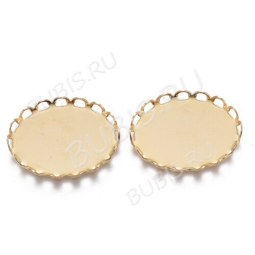 Подвеска-сеттинг Овал 63-G коннектор (сеттинг 18*13мм) 19*14*2,5мм золотистый (Хирургическая сталь)