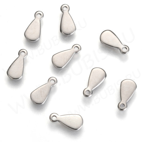 Подвеска Капелька 10 плоская окончание для цепочки 8*4*0,7мм цвет платины (Хирургическая сталь)(10шт)