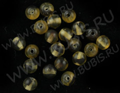 Бусина округлая 4мм св.янтарная с т.коричневыми полосками прозрачная (стекло) (50шт.)