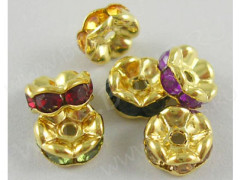 (СКИДКИ!!!) Рондель со стразами 31 7*7*3,2мм золотистый со стразами микс (Brass и стекло) (10шт.)