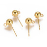 Купить Пуссеты ("гвоздики") №176-G с шариком 5мм и петелькой 16*8*0,7мм Real Gold Plated 18K золотистые (Хирургическая сталь) (1 пара) с доставкой по России