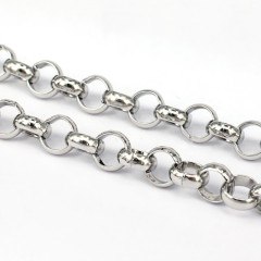 Цепочка S74 Ювелирная сталь Ролло (Rolo) 8*8*3мм цвет платины (Хирургическая сталь) (50см) 