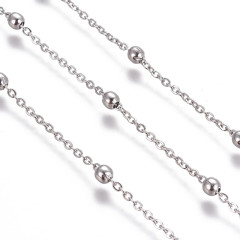 Цепочка S90 звено 2*1,5мм и шарик 3,5мм цвет платины (Хирургическая сталь) (50см)