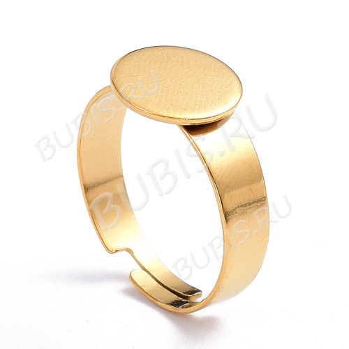 Основа (заготовка) для кольца 178 17мм с платформой 10мм Real Gold Plated 18K золотистая (Хирургическая сталь)