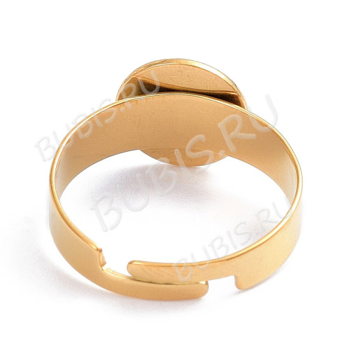 Основа (заготовка) для кольца 178 17мм с платформой 10мм Real Gold Plated 18K золотистая (Хирургическая сталь)
