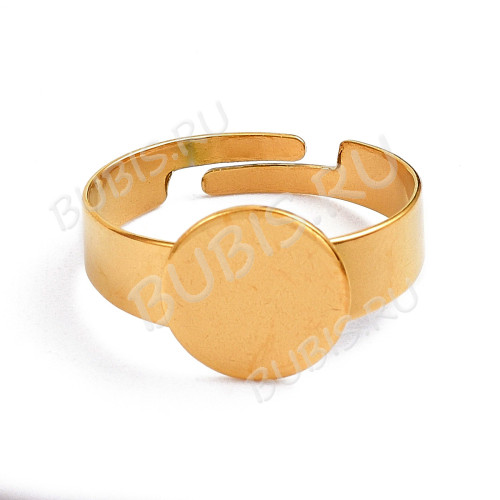Основа (заготовка) для кольца 178 17мм с платформой 10мм Real Gold Plated 18K золотистая (Хирургическая сталь)