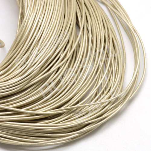 Шнур кожаный 14 воловья кожа круглый 1,5мм бежевый жёлтый перламутр (1м)