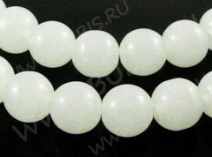 Бусина округлая 4мм белая молочная полупрозрачная (стекло) (50шт.)