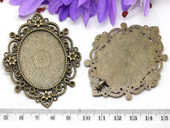 Подвеска-сеттинг Овал 44 (сеттинг 40*30мм) 67*52,5*2,5мм античная бронза (литьё)