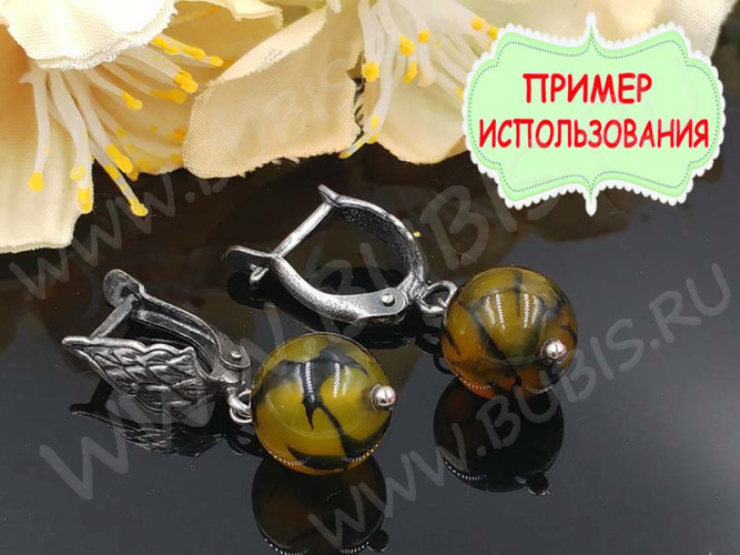 Швензы с английским замком №34 Листик панцирь посеребрённые 20*12*7мм античное серебро (металл с посеребрением) (1 пара)