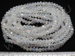 (СКИДКИ!!!) Бусина кристалл гранёный абакус 4,3*4*3,5мм чистый прозрачный с АВ (имитация Сваровски) (100шт.)