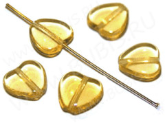 Бусина Сердечко 03 10*10*4мм золотистое прозрачное (стекло) (10шт.)