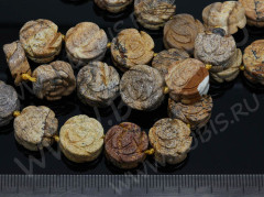 Бусина каменная Цветочек 02 14*14*5,5мм Яшма пейзажная бежево-коричневая (камни)