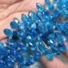 Купить (СКИДКИ!!!) Подвеска Капля гранёная 12*6*5,5мм Хрусталь голубой с АВ прозрачный (имитация Сваровски) (10шт.) с доставкой по России