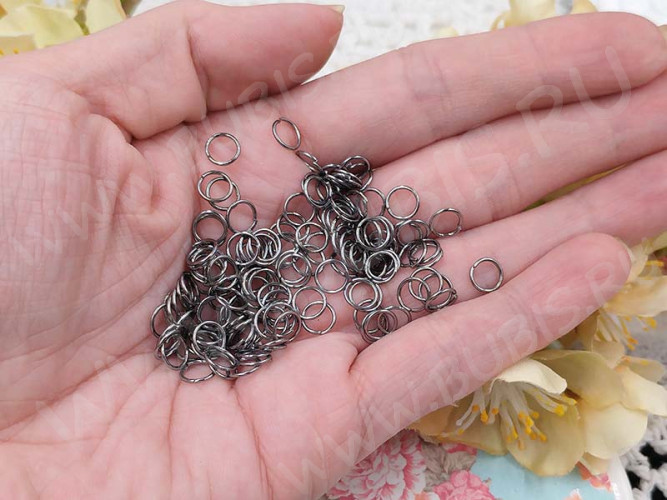 Колечки одинарные обычные 6*0,7мм чёрный никель (Iron) (7г ок. 110шт)