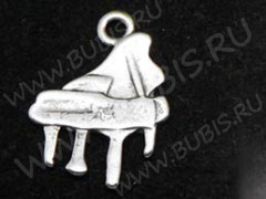 Подвеска Фортепиано 21*16*1,5мм античное серебро (литьё)