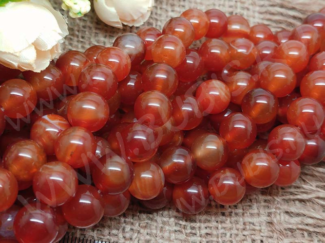 (СКИДКИ!!!) Бусина округлая ГЛАДКАЯ 10мм Сердолик натуральный (камни) (10шт.)