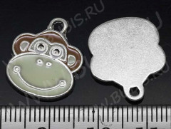 Подвеска Обезьяна 02 голова 18,5*16*1,5мм коричнево-св.бежевая (цветные подвески)