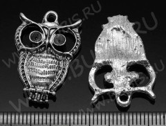 Подвеска Сова 28 25*17,5*3,3мм античное серебро (литьё)