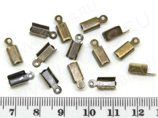 (ОПТ) Зажимы №02 12*4*4мм античная бронза (Iron) (500шт)
