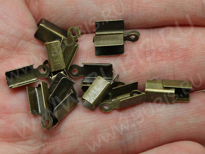 (ОПТ) Зажимы №02 12*4*4мм античная бронза (Iron) (500шт)