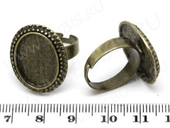 Основа (заготовка) для кольца 077 с сеттингом 18*13мм 19мм античная бронза (Brass)
