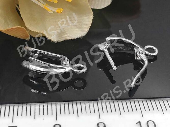 Швензы с английским замком №105 Комета 19*11*5,5мм цвет платины (Brass с родированием) (1 пара)