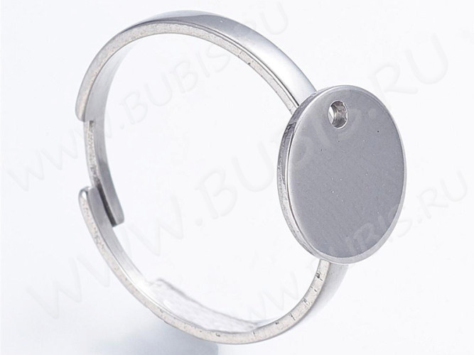 Основа (заготовка) для кольца 150 17мм с платформой 10мм и отверстием цвет платины (Хирургическая Сталь)