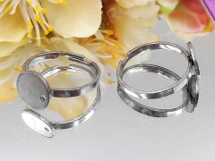 Основа (заготовка) для кольца 150 17мм с платформой 10мм и отверстием цвет платины (Хирургическая Сталь)